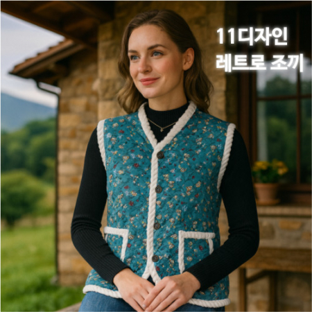 레트로 할머니조끼 방한조끼 김장조끼 시골조끼 꽃무니조끼 시골스테이 촌캉스 단체조끼 #3