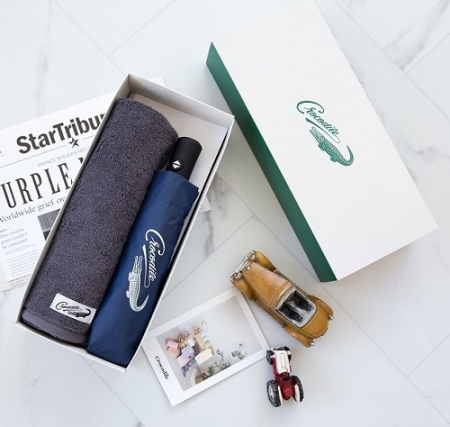 크로커다일 3단 자동 파스텔암막 우산+심플 호텔타올(150g) 세트 #2