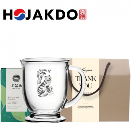 한국전통 까치와호랑이 호작도 머그컵 440ml 오설록 티백 선물세트 #2