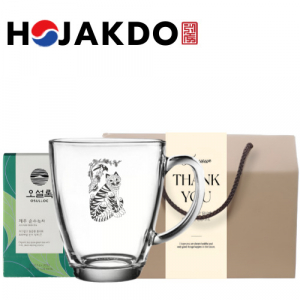 한국전통 에디션 까치와 호랑이 호작도 머그컵 385ml 오설록 티백 선물세트