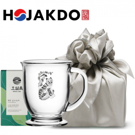 한국전통 에디션 까치와 호랑이 호작도 머그컵 440ml 오설록 티백 보자기 포장 #2