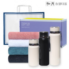 송월 프리미엄 선물 세트 (호텔40수 헤스티지 1P + 프리미엄온도텀블러 800ml 1P)
