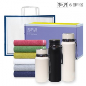 송월 프리미엄 선물 세트 (호텔 컬러풀40 1P 프리미엄온도텀블러 800ml 1P)
