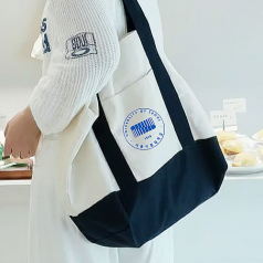 포켓 투톤 컬러 에코백 J99