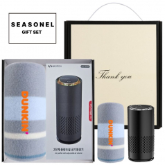 시즈넬 선물세트 미니공기청정기+플랜체크 무릎담요