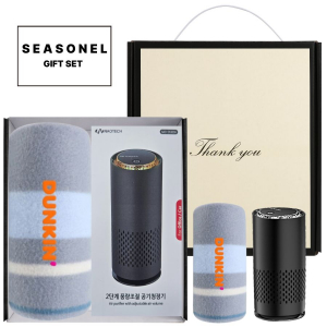 시즈넬 선물세트 미니공기청정기+플랜체크 무릎담요
