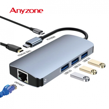 애니존 USB-C 3.0 4K 30HZ 6포트 멀티 허브 ANY-HUB7 #2