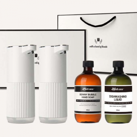 웰세스 WG-103F 젤 주방세제 자동 디스펜서 1개 버블 자동 디스펜서 1개 + 핸드워시 주방세제 리필 각 1개 #2