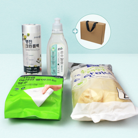 단미니고무장갑 10켤레 행주 세제 롤백 4종세트 #2
