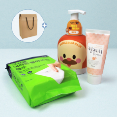 크린랩 빨아쓰는 행주 10매+브래드이발소 핸드워시+과일나라  핸드크림