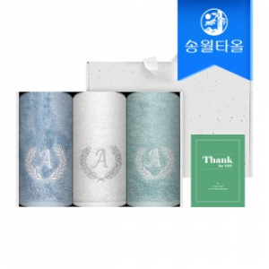송월타올 땡큐 기프트세트(에이스170g3매+크라프트박스+스티커) 감사 답례품