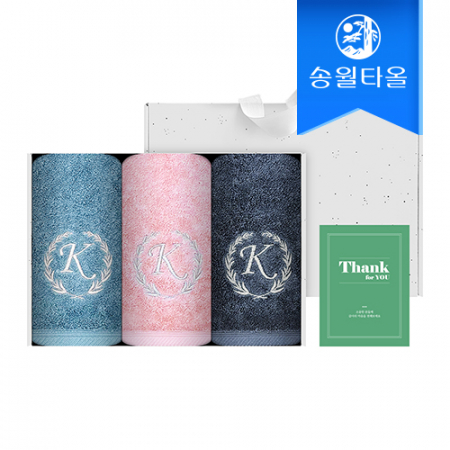 송월타올 땡큐 기프트세트(카이저180g3매+크라프트박스+스티커) 감사 답례품 #2