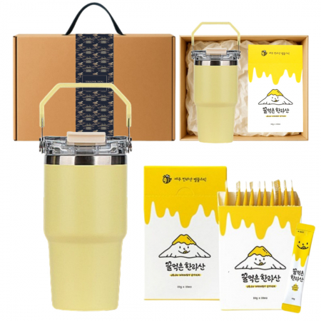 보틀로만 뉴 시에나 텀블러 600ml + 꿀먹은 한라산 꿀스틱(10개입) 고급띠지 손잡이 기프트박스 선물세트 #2