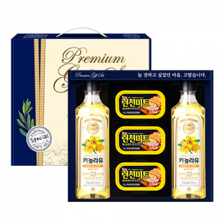 프리미엄 선물세트 기쁨1호(해표카놀라유500mlx2병+롯데런천미트120gx3캔) #2