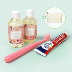 부케가르니 샴푸 + 바디워시 + 미세모 칫솔 + 덴티메이트 치약 + 지퍼파우치