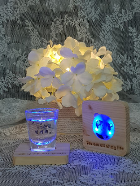 LED 잔 컵받침 우드코스터 #2