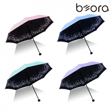 BOR 무지 인쇄우산 파스텔톤 암막 3단 수동 우양산 #2
