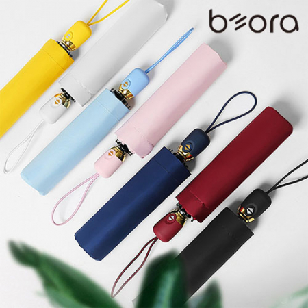 BOR 무지 인쇄우산 마카롱 암막 3단 자동 양우산 #2
