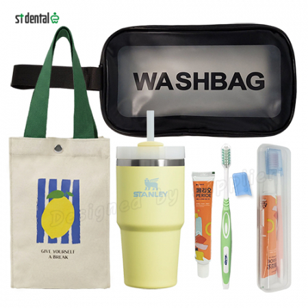 스탠리 퀜처591ml 빨대 텀블러 세트3호 세면백 소프트캡칫솔치약 레몬파우치(쇼핑백포함) #2
