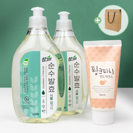 참그린 식물 주방세제 500g 2개+과일나라 핸드크림 + 끈케이스 #2