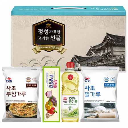 사조 정성 가득한 고귀한 선물 4종 (부침가루+밀가루+콩기름+위생장갑) #2