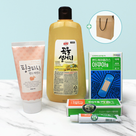 트리오 주방세제 500ml + 마데카솔연고 + 동국제약 방수밴드 + 과일나라 핸드로션 #2