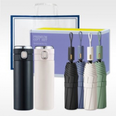 3단 자동 양우산 + 원터치 온도표시 텀블러 420ml 선물세트