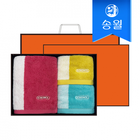 송월타월 컬러웨이 오렌지박스세트(세면1+핸드2)+쇼핑백 #2