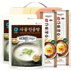 명절선물세트 청정원 사골진곰탕국수4종1호(곰탕2P/구포국수(소면)2P) / 박스단위 무료배송