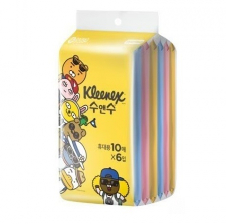 수앤수 10매 카카오물티슈 크리넥스 수앤수(색상랜덤발송)6개씩 비닐포장 #4