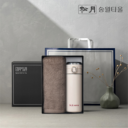 송월 프리미엄 선물 세트 송월 뉴 컬러 무지40 1P + 원터치스마트텀블러 420ml #2