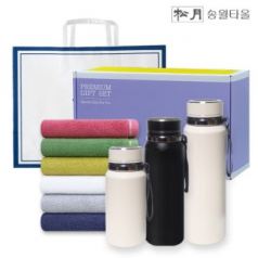 송월 프리미엄 선물 세트 (호텔 컬러풀40 1P + 프리미엄온도텀블러 1000ml)