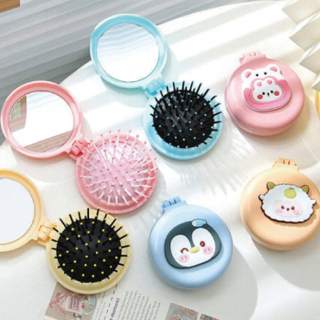 프라임 카피바라 캐릭터 거울 빗 접이식 세트 #3