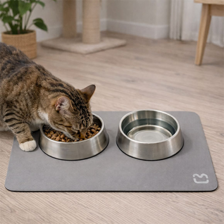 규조토 반려동물 식기매트 그레이 50x40cm (부엉이 / 뼈다귀) #3