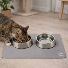 규조토 반려동물 식기매트 그레이 50x40cm (부엉이 / 뼈다귀)