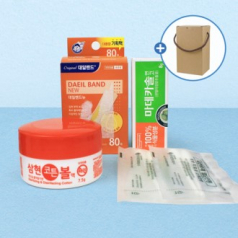 대용량 대일밴드 80매+마데카솔연고 8g+코튼볼 알콜솜+상처 처치용 소독면봉 2매입 2개