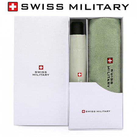 스위스밀리터리 3단완전자동 밀키 암막 우양산+180g 코마사 면사타올 세트 #2