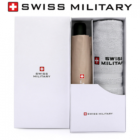 스위스밀리터리 3단완전자동 밀키 암막 우양산+140g 면사타올 세트 #2