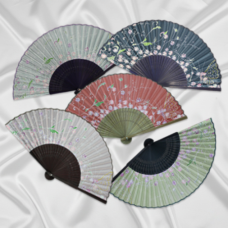 (기성)전통부채 코스모스 포리부채 고급실크천 실크인쇄(케이스포함) #3