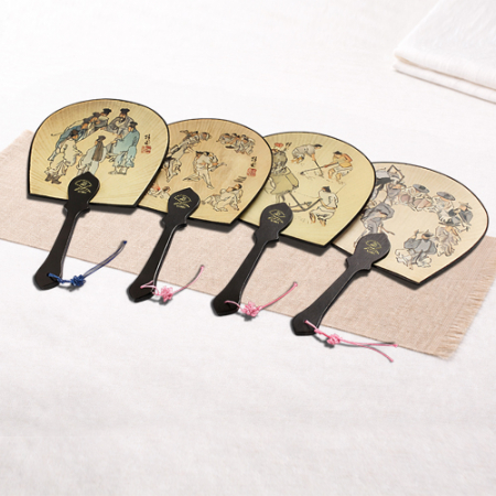 (기성)전통부채 민속선부채 민속 선부채(대/중)실크인쇄 (매듭포함) #2