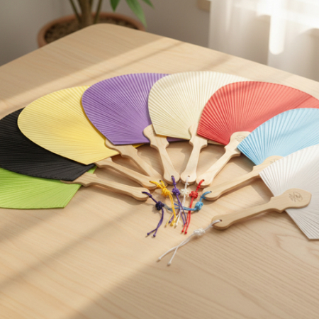 (기성)전통부채 한지선 한지 선 부채(대/大) 실크인쇄(매듭포함) #3