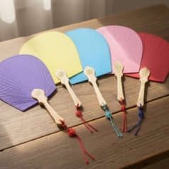 (기성)전통부채 한지선 한지 선 부채(중/中) 실크인쇄(매듭포함)