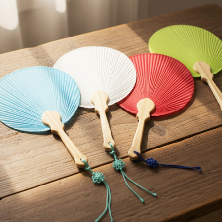 (기성)전통부채 한지선 한지 선 부채(소/小) 실크인쇄(매듭포함) #3