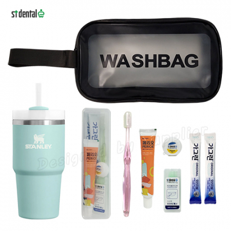 스탠리 퀜처591ml 빨대 텀블러 세트4호 세면백 M크리스탈캡칫솔치약 가그린2p(쇼핑백포함) #2