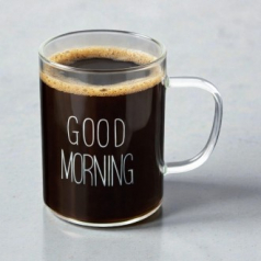 굿모닝 화이트 손잡이 유리컵 400ml (2color)