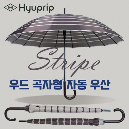 협립 60 16K 갤럭시 스트라이프 우드 곡자 자동우산 #2