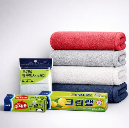 크린랩 송월타올 생활건강세트 휴대용 30매 수세미 세면수건 송월수건 크린랲 #3