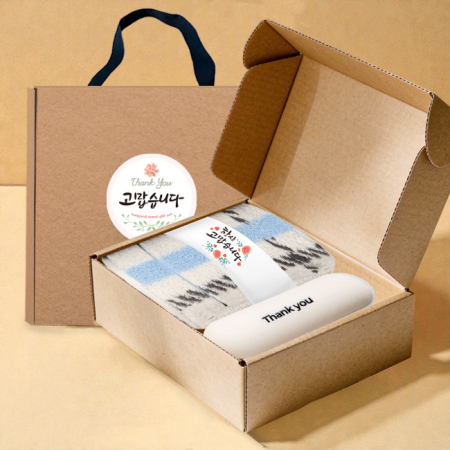 송월타올 호텔수건 체크 200G 30수+머쉬룸 5단 암막 양우산 선물 세트 #2