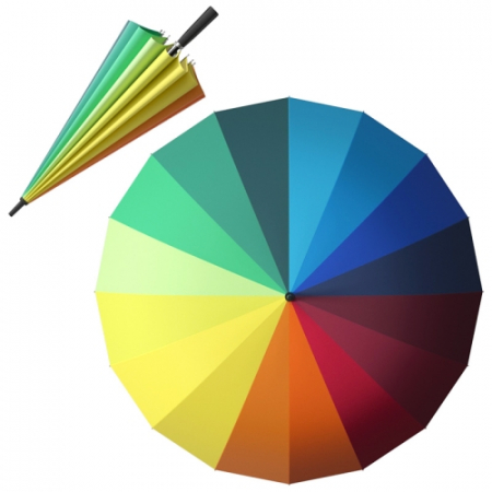 WB008 비단비 60-16K 무지개 패션 장우산 #2