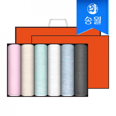 송월타월 라이트무지 6매 선물세트(오렌지상하+쇼핑백) 답례품 #2